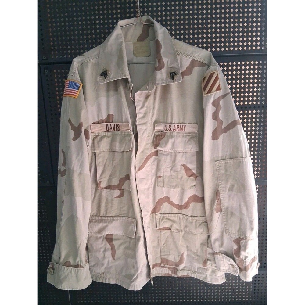 US Army Desert Camo Infantry Jacket Sz Med Flag/ 3rd Infantry Division/Sergeant